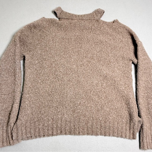 Moth Anthropologie Sweater Large Brown Knit Cutout Wool Mix Alpaca Cold Shoulder - Picture 3 of 9